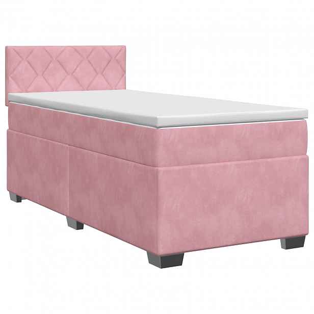 vidaXL Postel boxspring s matrací s čelo Růžová 80 x 200 cm Samet