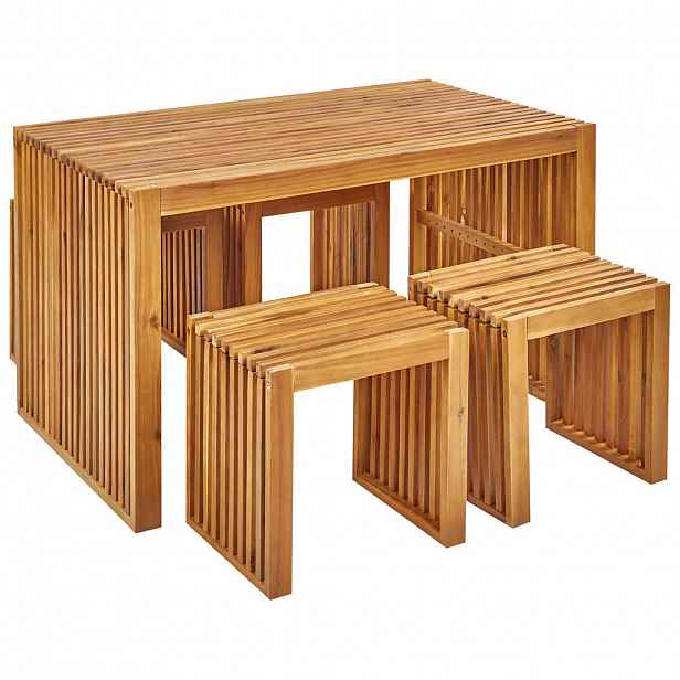 Beliani ZAHRADNÍ NÁBYTEK SADA 4-místná Akáciové dřevo světle hnědý 5-dílná Bellano