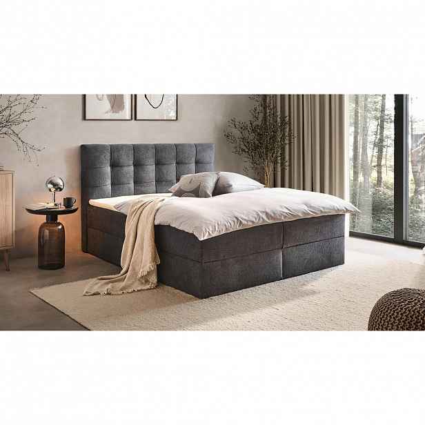 Boxxx AMERICKÁ POSTEL, 140/200 cm, tmavě šedá