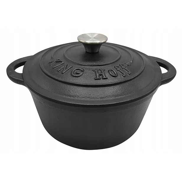 Hrnec s poklicí, litinový Ø24cm 4l černý, KH-1476 Kinghoff