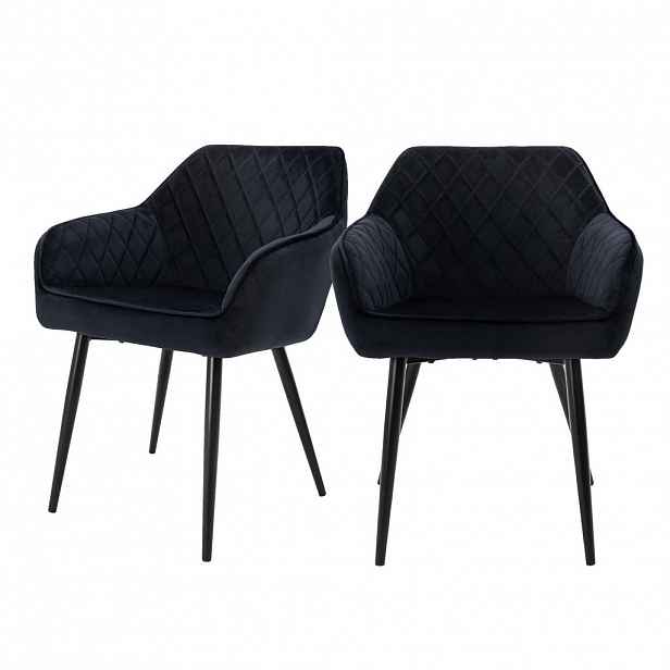 ML-DESIGN JÍDELNÍ ŽIDLE, sada 2 ks, černý samet
