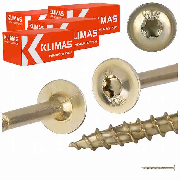 Tesařské vruty Torx 6x80 mm 400 ks talířové na dřevo Klimas Wkcp