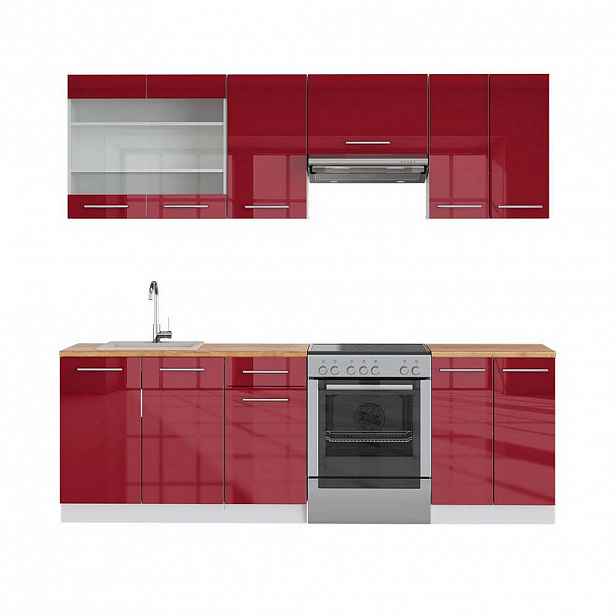Vicco KUCHYŇSKÝ KOUT Fame-Line Bordeaux vysoký lesk/bílá 240 cm , PD Dub