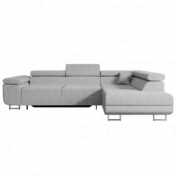 ALTDECOR ROHOVÁ SEDACÍ SOUPRAVA s funkcí lůžka a úložným prostorem GUSA-L 272x202x107 cm šedá buklé