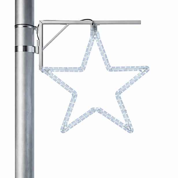 Easy Fix 2D LED světelná hvězda XI. na veřejné osvětlení, Ø 46 cm, ledově bílá, hliník