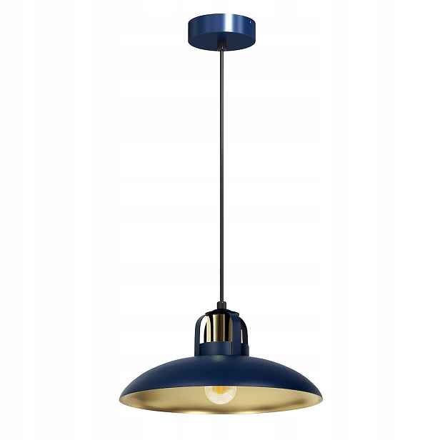 Milagro Závěsná lampa Felix Tmavě modrá Zlatá 1xE27 60W Kovová Nastavitelná 2