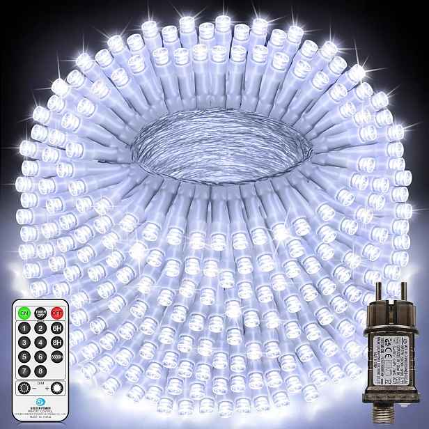 Vánoční Osvětlení Na Stromeček Venkovní 30 m, 1000 Led Bílé Studené 8 Režimů Lynnon