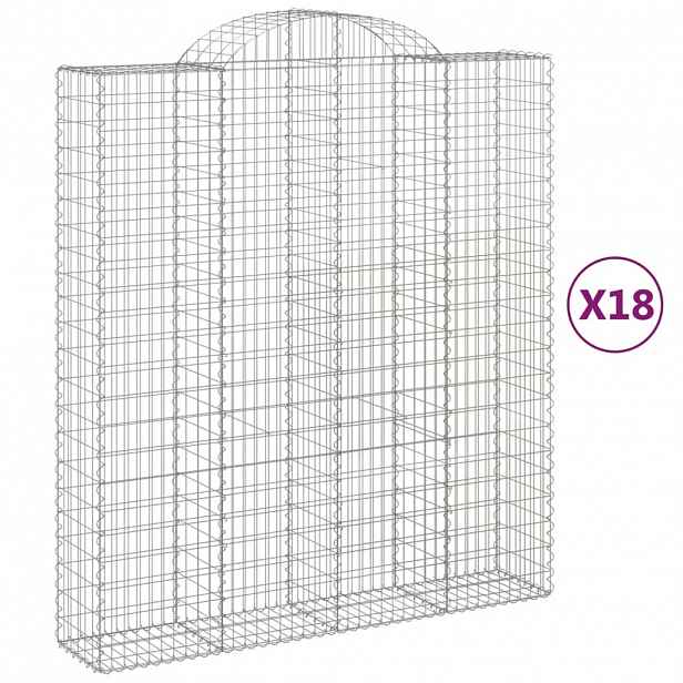 vidaXL Klenuté gabionové koše 18ks 200x50x220/240cm pozinkované železo