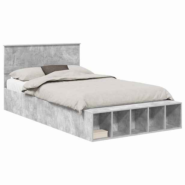 vidaXL Rám postele s čelo Betonově šedá 120 x 190 cm Kompozitní dřevo