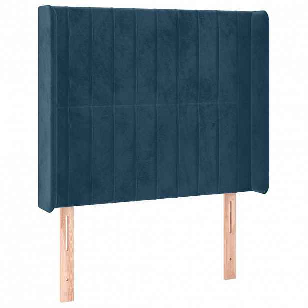 vidaXL Čelo postele typu ušák tmavě modrá 103x16x118/128 cm samet