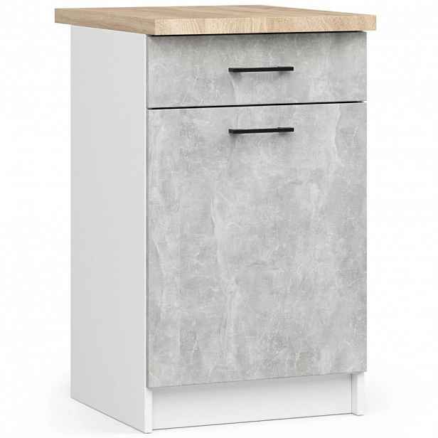 Dolní kuchyňská skříňka 50 cm VERMINA se šuplíkem - bílá / beton
