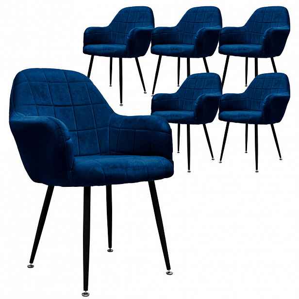 ML-DESIGN JÍDELNÍ ŽIDLE, sada 6 ks, tmavě modrý samet