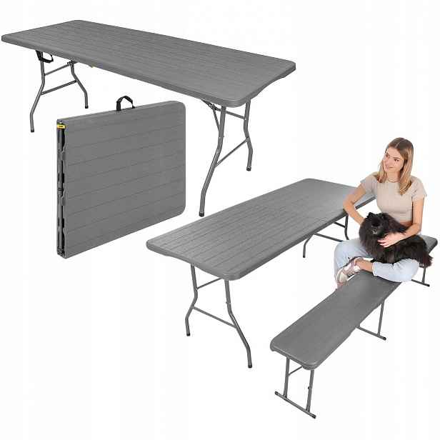 Skládací Cateringový Stůl Zahradní Banketový Kufr 180x74cm Rozkládací