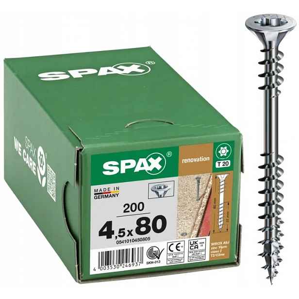 Šroub Na Podlahy 200KS Zinek Txtg Vg 4.5*80MM Spax