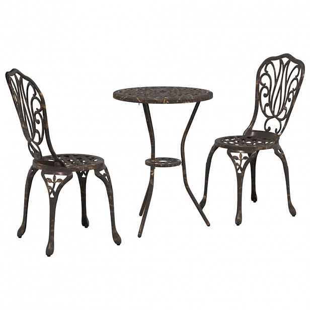 vidaXL Zahradní bistro set 3 ks Bronzová Hliník