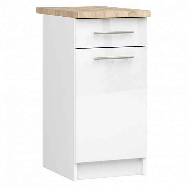 Dolní kuchyňská skříňka 40 cm VERMINA se šuplíkem - bílá / bílá lesklá