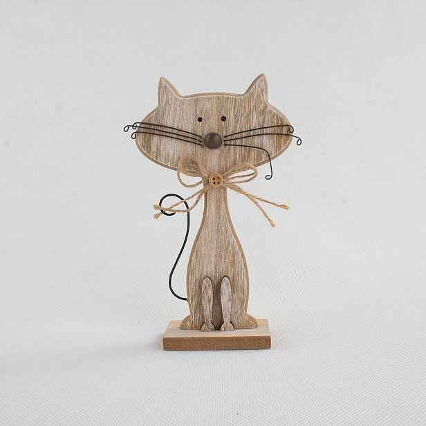 Dřevěná dekorace ve tvaru kočky Dakls Cats, výška 18 cm