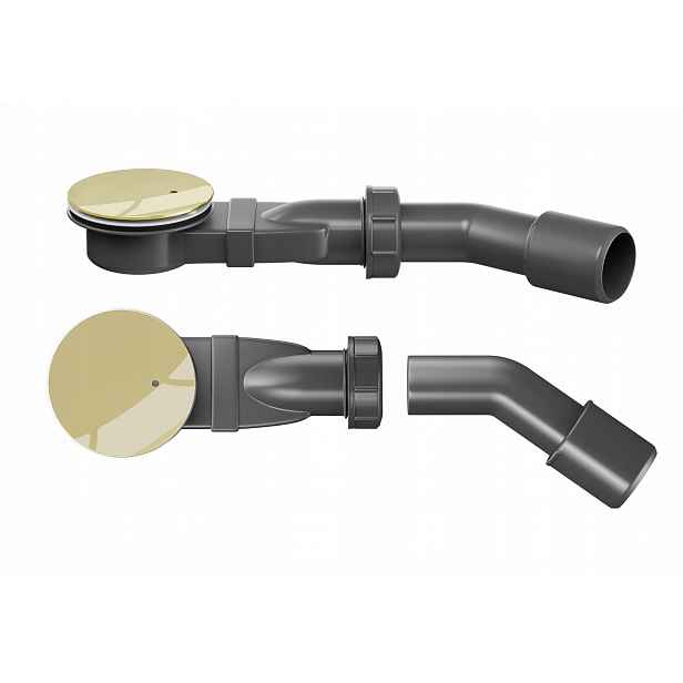 Sifon pro sprchovou vaničku 90 mm slim, nízký, shora čištěný, výška 52 mm, zlatá krytka