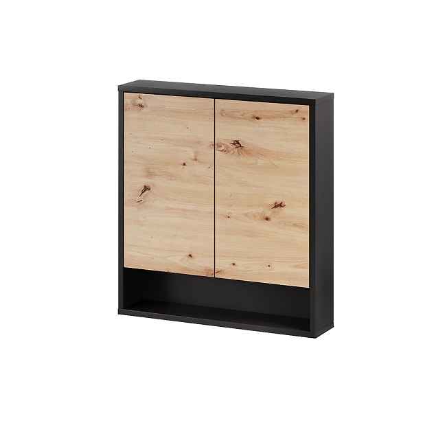 Szynaka Závěsná horní koupelnová skříňka Mossa 72 60 cm dub Artisan/černá