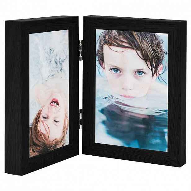 vidaXL Dvoudílný fotorámeček černý 2 x (13 x 18 cm)