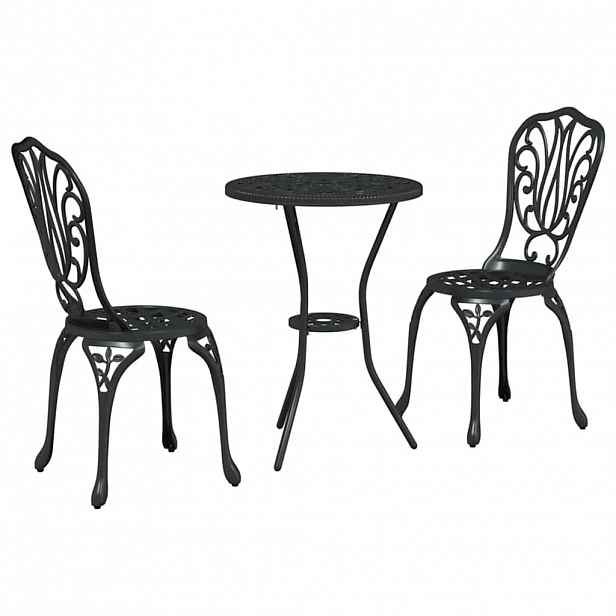 vidaXL Zahradní bistro set 3 ks Černá Hliník