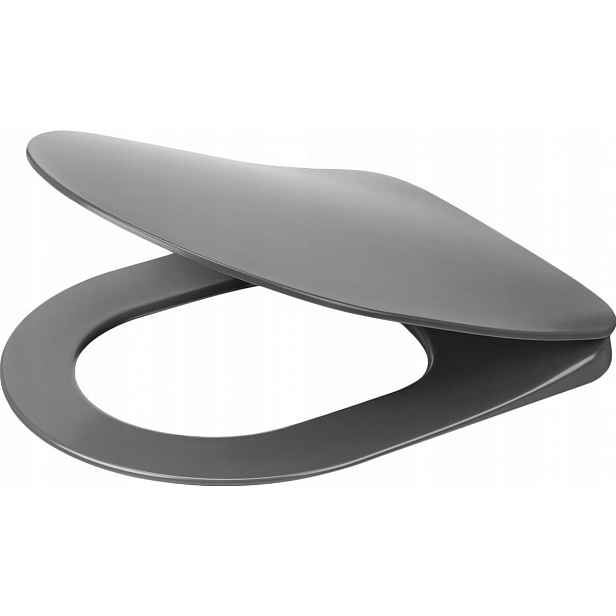 Wc sedátko s pozvolným sklápěním Peonia Slim antracit, duroplast, 366 x 446 mm