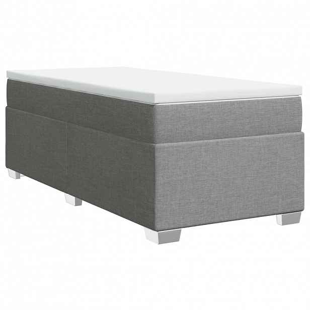 vidaXL Box spring postel s matrací světle šedá 90x190 cm textil