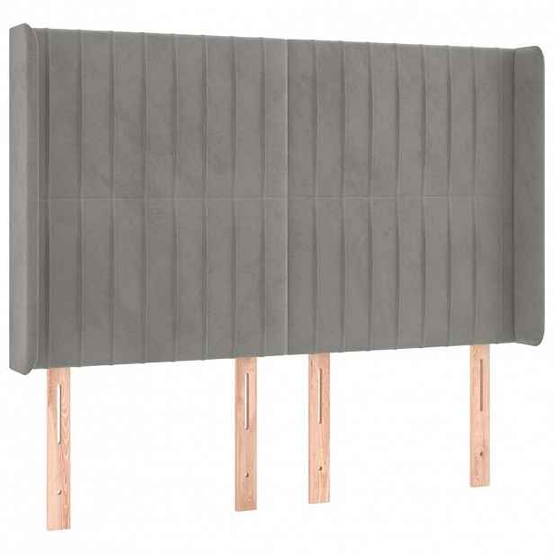 vidaXL Čelo postele typu ušák světle šedé 147x16x118/128 cm samet