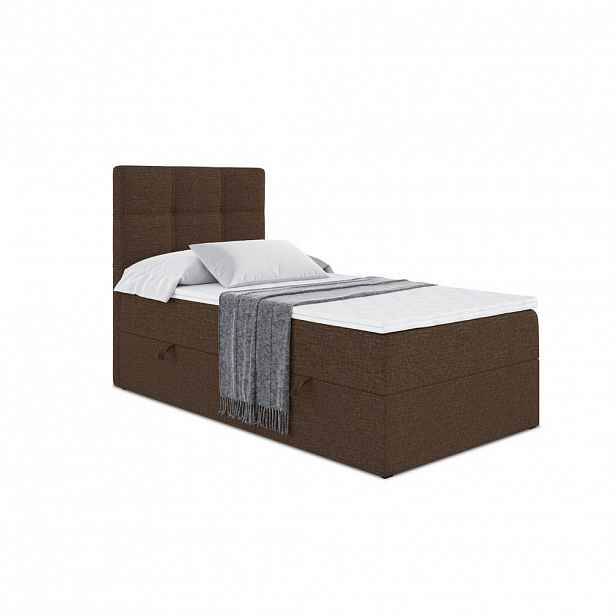 ALTDECOR AMERICKÁ postel s matrací H3 a roštem – MARCE – 90x200 – vlevo, hnědá