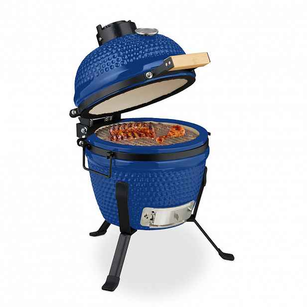 Relaxdays GRIL Modrý kamado keramický teploměr