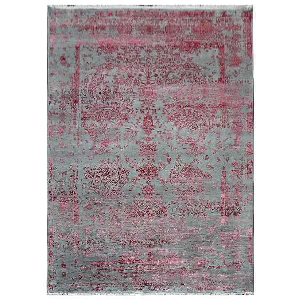 Ručně vázaný kusový koberec Diamond DC-JK ROUND Silver/pink, 180x275, růžová, chodba / předsíň, Diamond Carpets India