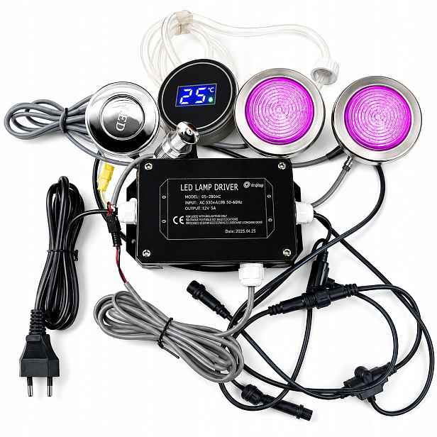 Sada Led osvětlení pro Spa Balii 230V 2 lampy teploměr