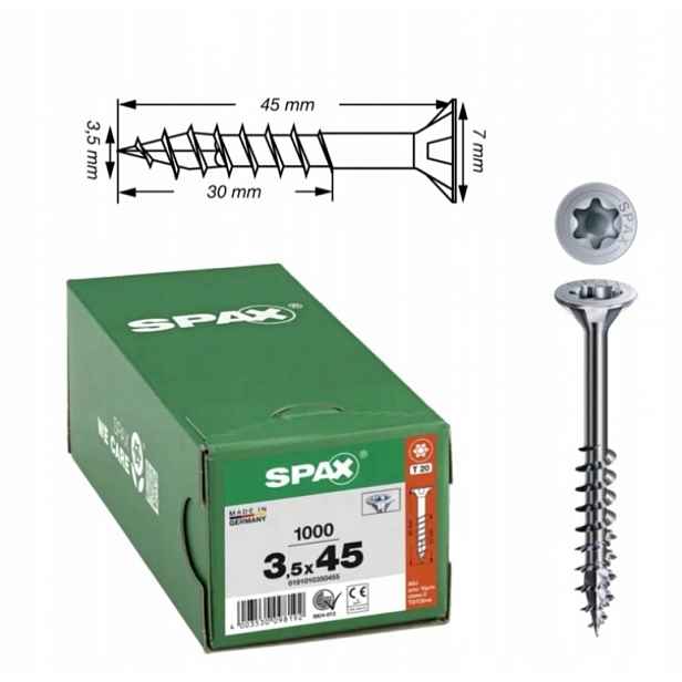 Univerzální šroub do dřeva spax 3,5 x 45 Wirox Txtg 1000 ks