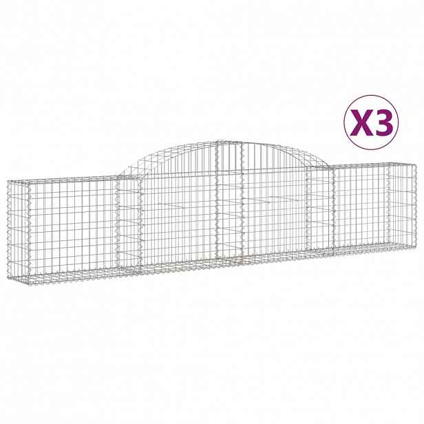 vidaXL Klenuté gabionové koše 3 ks 300x30x60/80 cm pozinkované železo