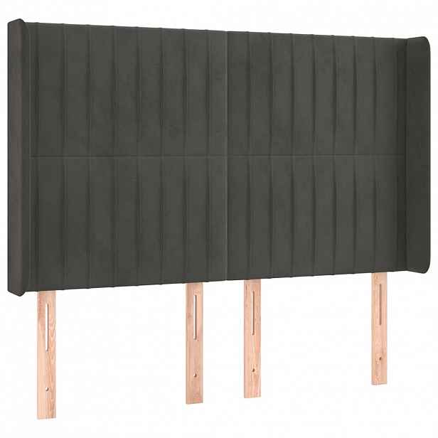 vidaXL Čelo postele typu ušák tmavě šedé 147x16x118/128 cm samet