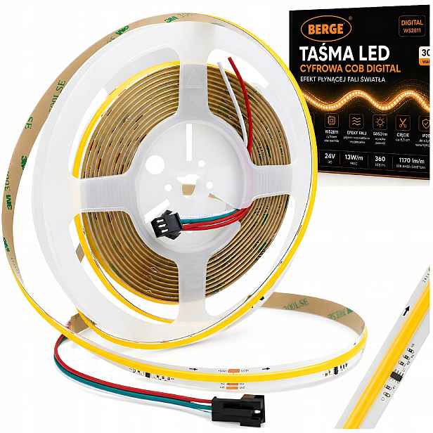 Digitální Led pásek Cob Wled WS2811 tekoucí Teplý Bílý 3000K 24V 5m 65W