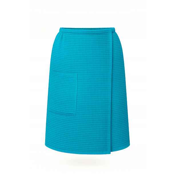 Kilt Wafel s kapsou VitalHome 80x140 cm na suchý zip do sauny Modrý