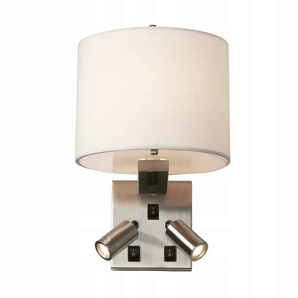 Nástěnná lampa s 2 lampami na čtení, nikl s stínítkem, 3 body, Elstead