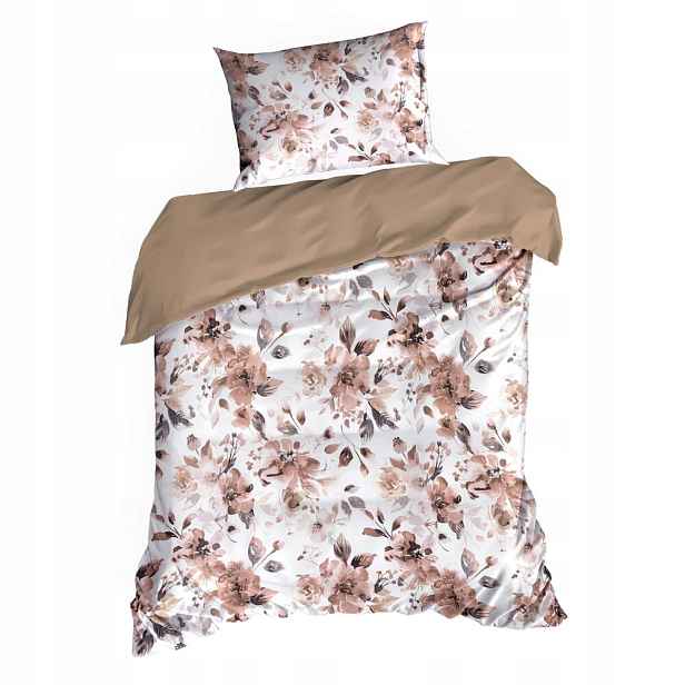 Povlečení Spring 140x200 Eurofirany bílá hnědá akvarelové květy
