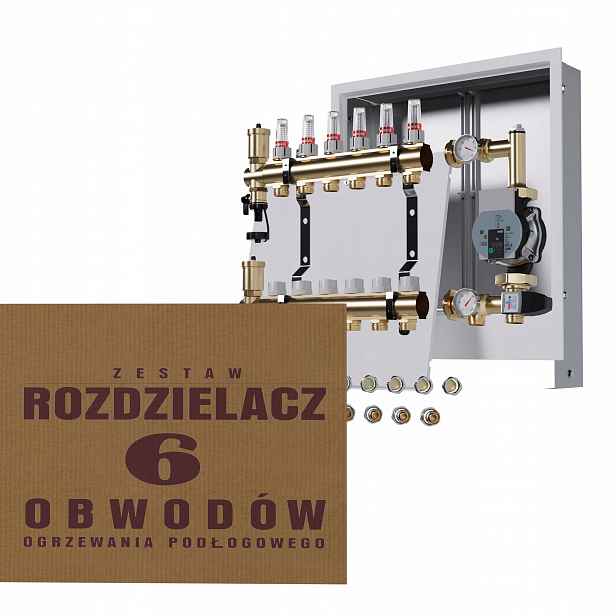 Rozdělovač pro podlahu 6 okruhů s čerpadlem Wilo podomítková skříňka Pex