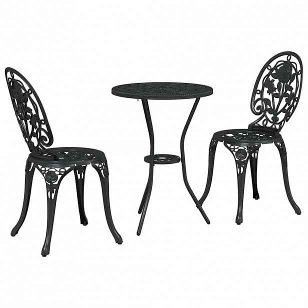 vidaXL Zahradní bistro set 3 ks Černá Hliník