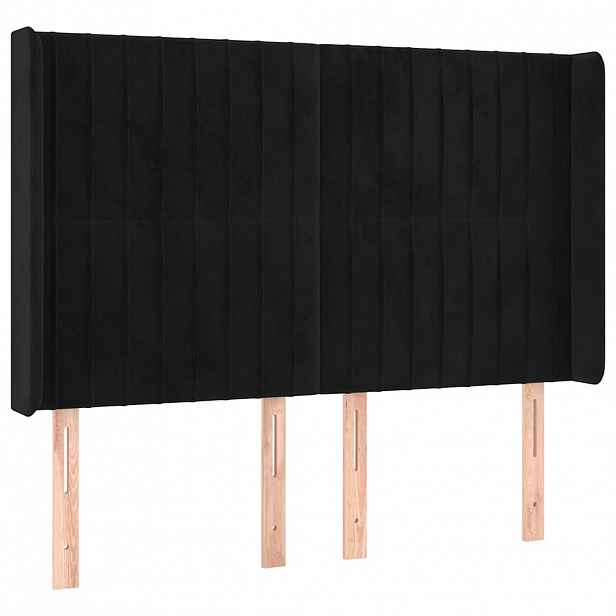 vidaXL Čelo postele typu ušák černé 147x16x118/128 cm samet