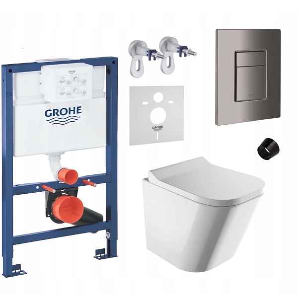 7v1 Podomítkový Wc set, rám Grohe 82 cm, Wc mísa Rim Omnires s tlačítkem