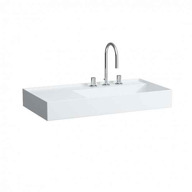 Laufen Kartell - Umyvadlo 90x46 cm, se 3 otvory pro baterii, SaphirKeramik, bílá H8103390001581
