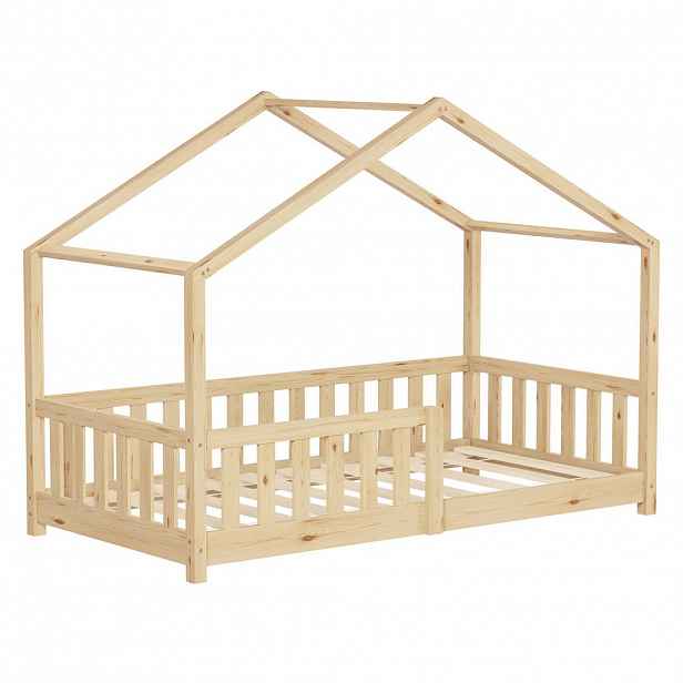 ML-DESIGN DOMÁCÍ POSTEL 80x160 cm přírodní z borového dřeva s ochranou proti vypadnutí