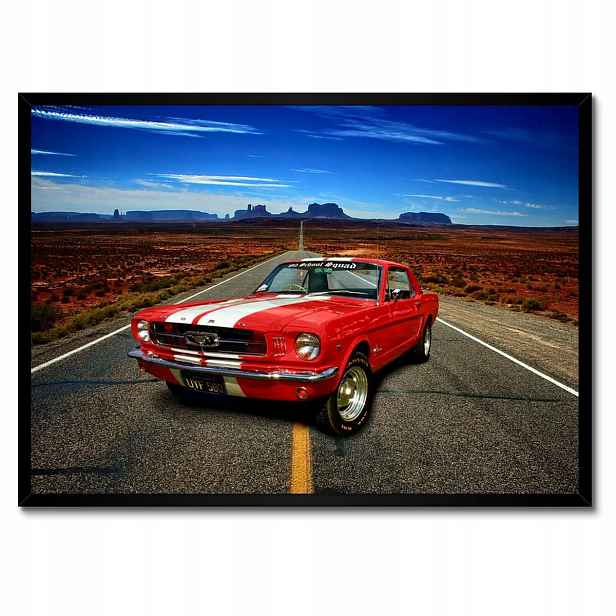Plakáty v rámu 70x50 Červený Ford Mustang Usa