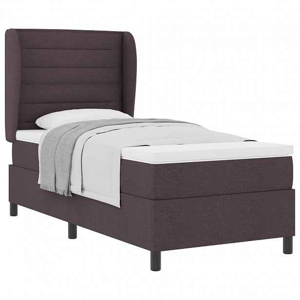 vidaXL Postel s boxspringem s matrací Tmavě hnědá 90 x 190 cm textil