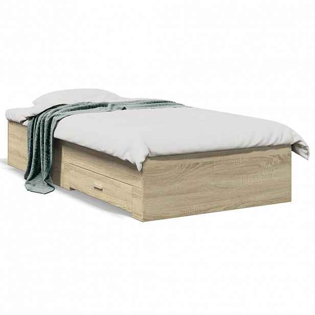 vidaXL Rám postele se zásuvkami dub sonoma 75x190 cm kompozitní dřevo