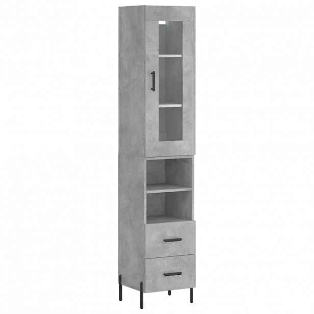 vidaXL Skříň highboard betonově šedá 34,5x34x180 cm kompozitní dřevo