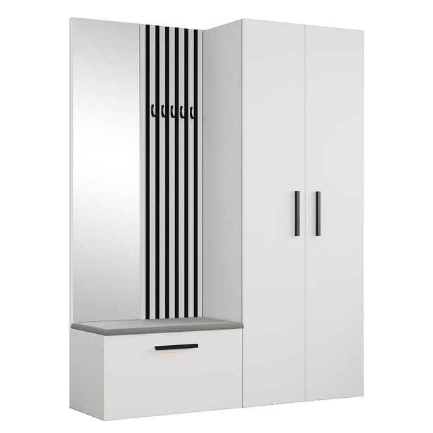 MASSENO MODERNÍ PŘEDSÍŇOVÁ SESTAVA MODULO, 160,6/204/40 cm, bílá